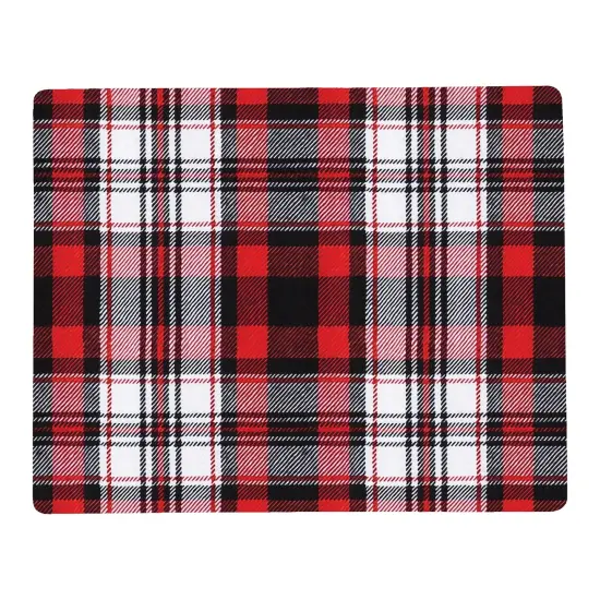 Fireside Red & Black Plaid Hardboard Set of 6 Placemats 12.75" x 16" {1}