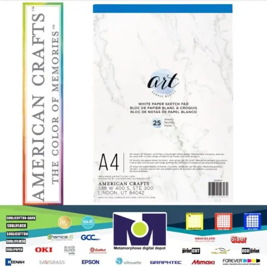 PAPER PAD - American Crafts - ART SUPPLY BASICS - A4 - SKETCH PAD - WHITE - 25 SHEETS 354847 {1}