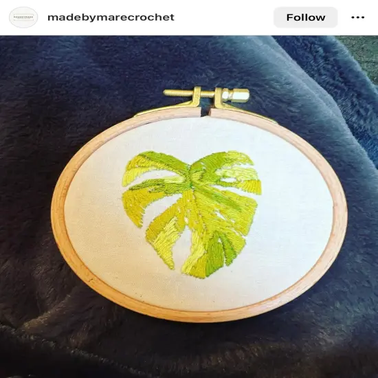 MCreativeJ Variegated Monstera- DIY Beginner Hand Embroidery Kit Coral {5}