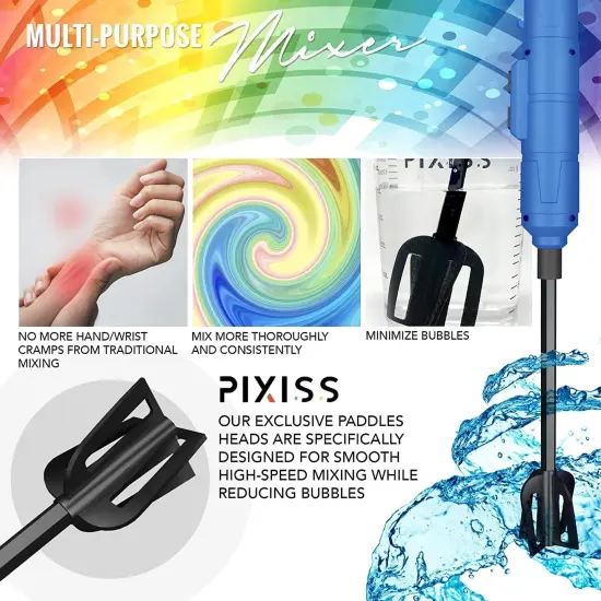 Pixiss Premium Resin Mixer, Handheld Rechargeable Epoxy Mixer 6 Paddles Included {6}
