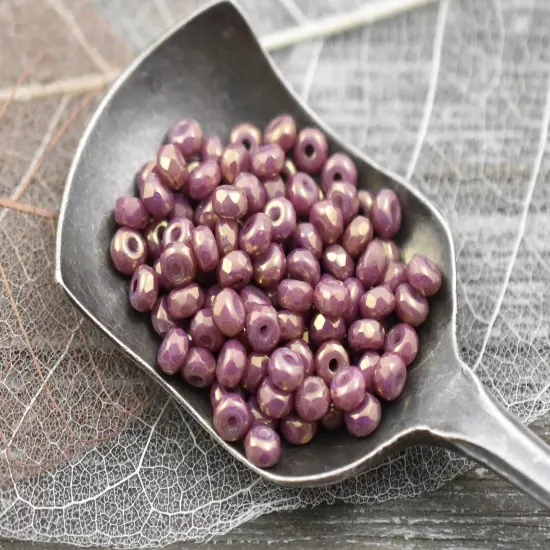 6g 2x3mm Violet Luster Faceted Fire Polished Micro Spacer Beads {2}