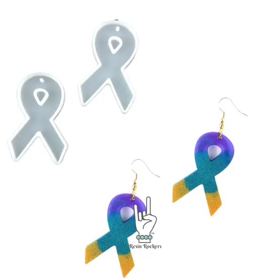 UV Safe Cancer Awareness Dangle Earring Molds for UV and Epoxy Resin Art {1}