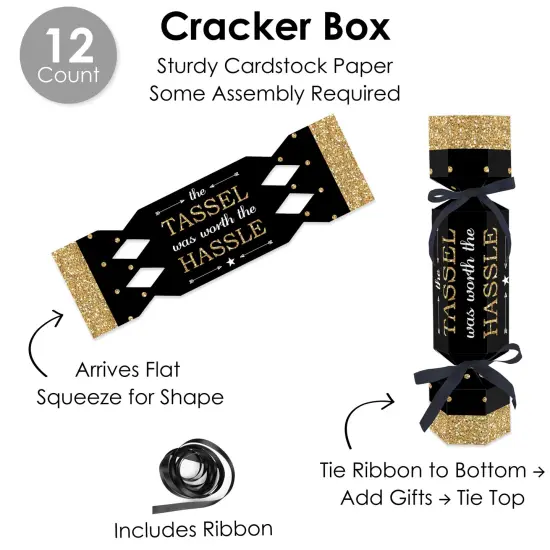 Big Dot of Happiness Gold Graduation DIY Cracker Boxes - No Snap Party Table Favors - Set of 12 {6}