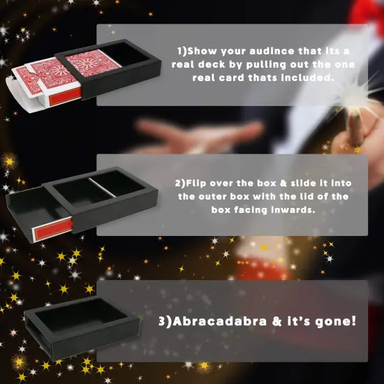 isappearing Card And Box - Magic Prank Illusion Tricks With Card Box and Cards - 1 Set {3}