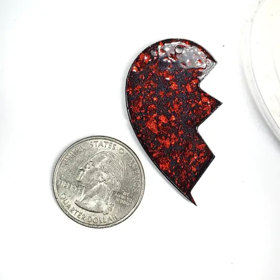 Plain Broken Heart Dangle Earring Silicone Mold (D2) {3}