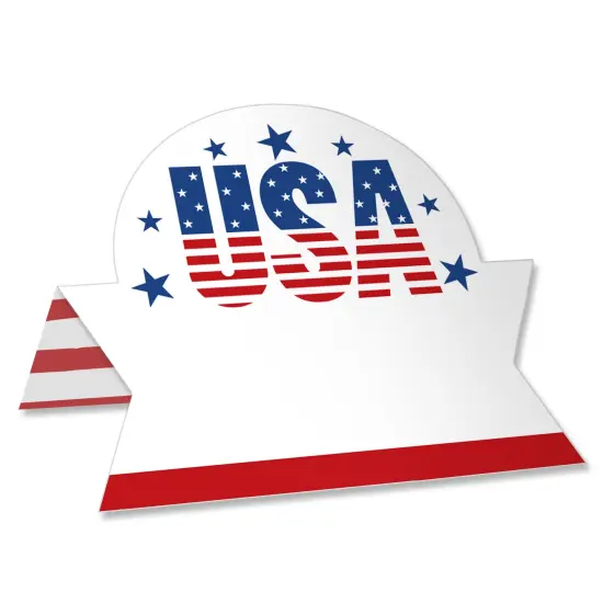 Big Dot of Happiness Stars & Stripes - Patriotic Party Tent Buffet Card - Table Setting Name Place Cards - Set of 24 {1}