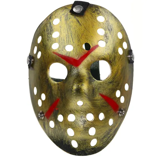 Horror Hockey Costume Mask - Realistic Killer Costume Gold Mask Toys for Adults and Kids {1}