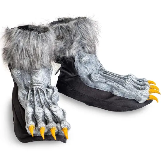 Werewolf Feet Shoe Covers - Silver Grey were Wolf Monster Foot Claws Costume Accessories {3}