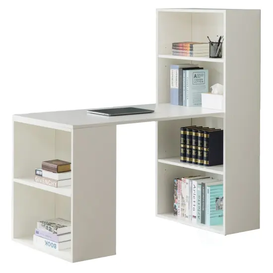 Computer Writing Workstation Table with Combo Bookshelf Bookcase Cherry Large {8}