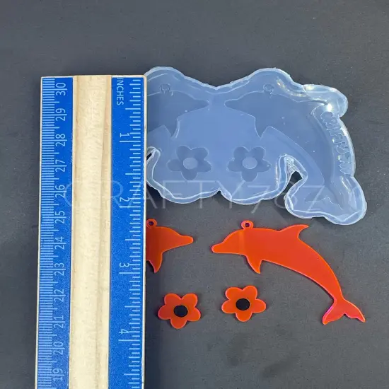 Dolphin Dangle Earring Silicone Mold and Flower stud (C13) {5}
