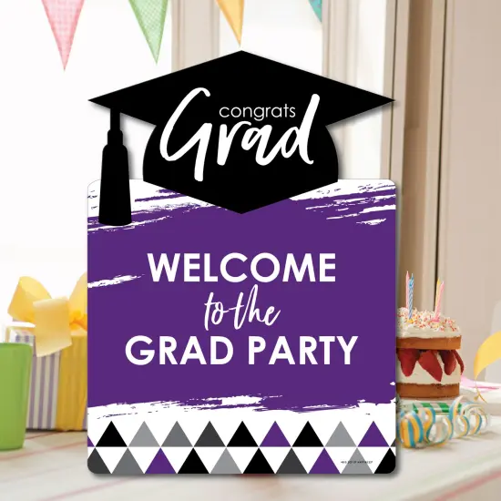 Big Dot of Happiness Purple Graduation Party Decorations - Grad Party Welcome Yard Sign {7}