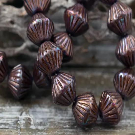*15* 11mm Purple Lustered Brown Washed Pale Translcent Blue African Bicone Beads {5}