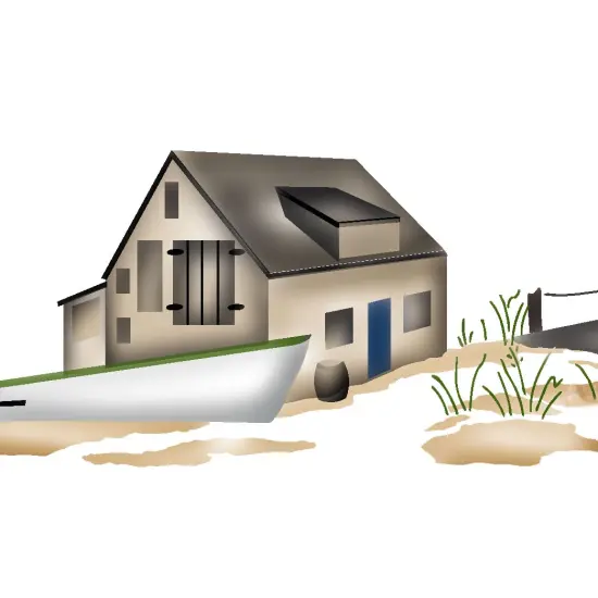 Pier Scene with Fishing Shack Wall Stencil | 2661 by Designer Stencils | Outdoor Stencils | Reusable Art Craft Stencils for Painting on Walls, Canvas, Wood | Reusable Plastic Paint Stencil for Home Makeover | Easy to Use & Clean Art Stencil {2}