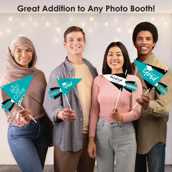 Big Dot of Happiness Teal Grad - Best is Yet to Come - Triangle Turquoise Graduation Party Photo Props - Pennant Flag Centerpieces - Set of 20 {6}
