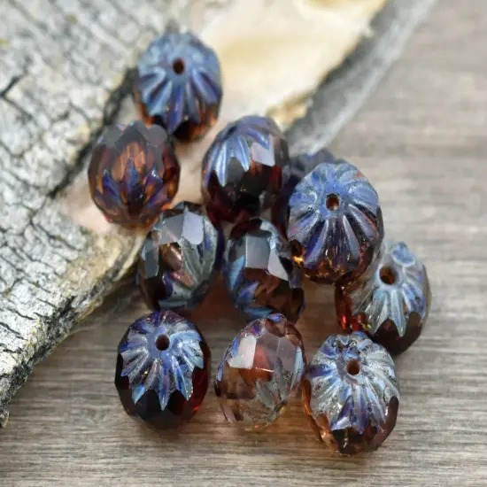 *25* 6x9mm Fuschia Crystal Picasso Fire Polish Cruller Rondelle Beads {5}