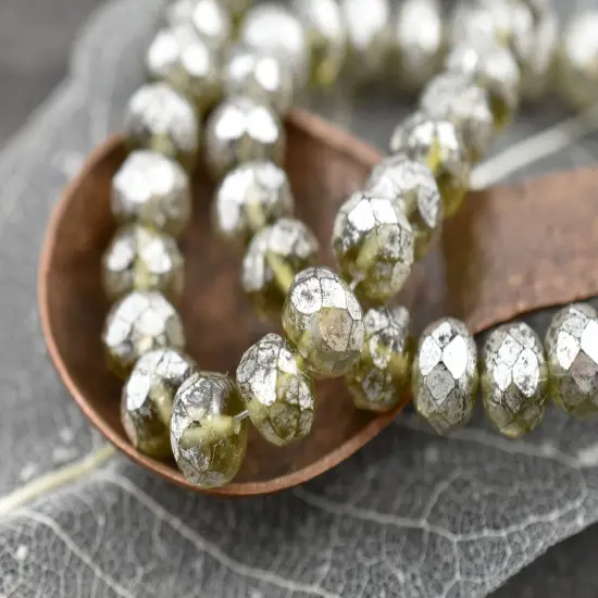 *25* 5x8mm Smokey Grey Mercury Fire Polished Rondelle Beads {4}