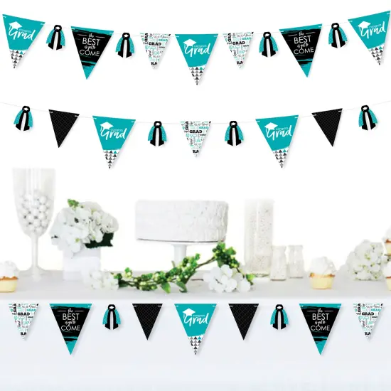 Big Dot of Happiness 30 Piece Teal Graduation Party Pennant Triangle Banner {3}