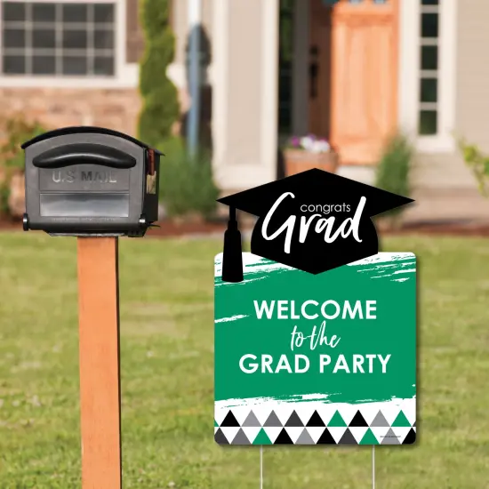 Big Dot of Happiness Green Graduation Party Decorations - Grad Party Welcome Yard Sign {3}