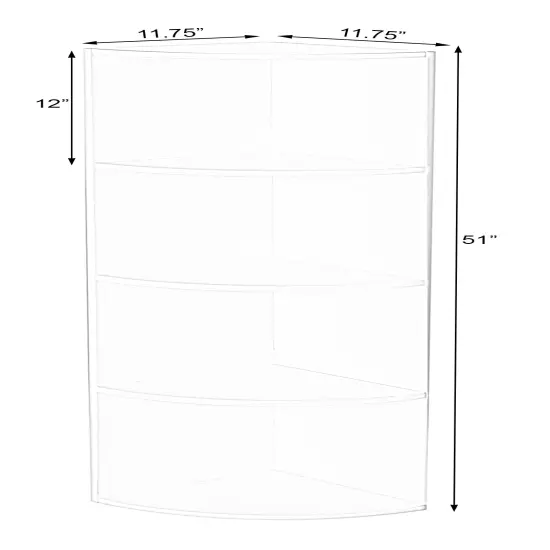 Durable 4-Tier Wooden Corner Bookshelf, Perfect for Tiny Home, Office Space, Living Room, Shelves for Bedroom, Classroom, and Library Shelving Needs White {5}