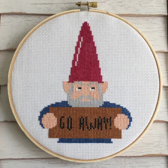 Angry Gnome Counted Cross Stitch DIY KIT Intermediate {1}