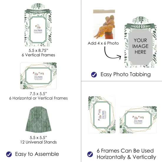 Big Dot of Happiness Boho Botanical - Greenery Party 4x6 Picture Display - Paper Photo Frames - Set of 12 {4}