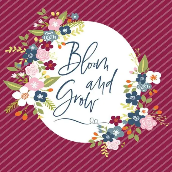 Bloom and Grow Panel 35x43 inch Floral Burgundy Cotton Fabric by Riley Blake {2}