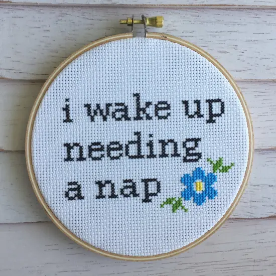 Wake Up Needing a Nap Counted Cross Stitch DIY KIT Intermediate {3}