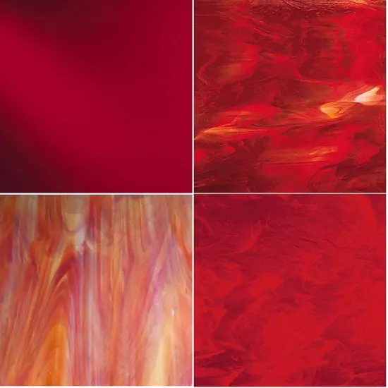 RED Stained Glass Pack (4 Sheets) - Variety Red Colors {1}
