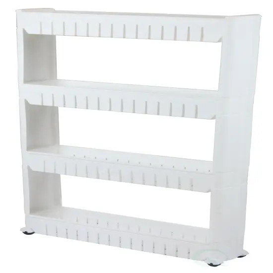 Slim Storage Cabinet Organizer 4 Shelf Rolling Pull Out Cart Rack Tower with Wheels {2}