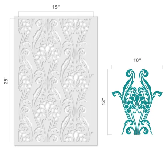 Nouveau Florenti Wall Stencil | 3566 by Designer Stencils | Pattern Stencils | Reusable Stencils for Painting | Safe & Reusable Template for Wall Decor | Try This Stencil Instead of a Wallpaper | Easy to Use & Clean Art Stencil Pattern {3}