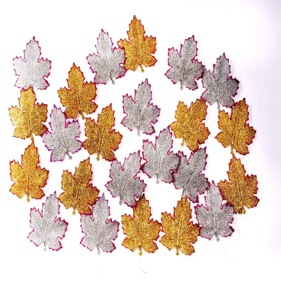 Christmas Ornament Leaves, Shatterproof hanging ornaments for Christmas tree, Indoor and outdoor Christmas holiday home decoration (Gold & Silver) {3}