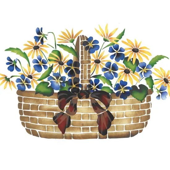 Small Violet and Daisy Basket Wall Stencil | 2555 by Designer Stencils | Floral Stencils | Reusable Art Craft Stencils for Painting on Walls, Canvas, Wood | Reusable Plastic Paint Stencil for Home Makeover | Easy to Use & Clean Art Stencil {2}