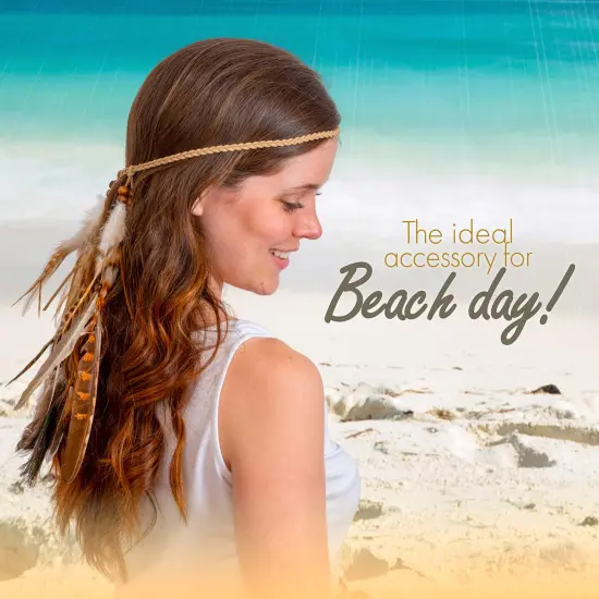 Native American Tribal Costume Head Dress with Feathers for Women and Kids {3}