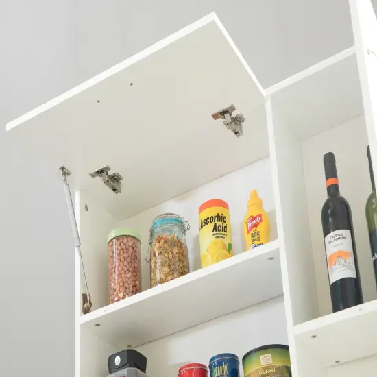 Kitchen Pantry Storage Cabinet with Doors and Shelves, White {5}