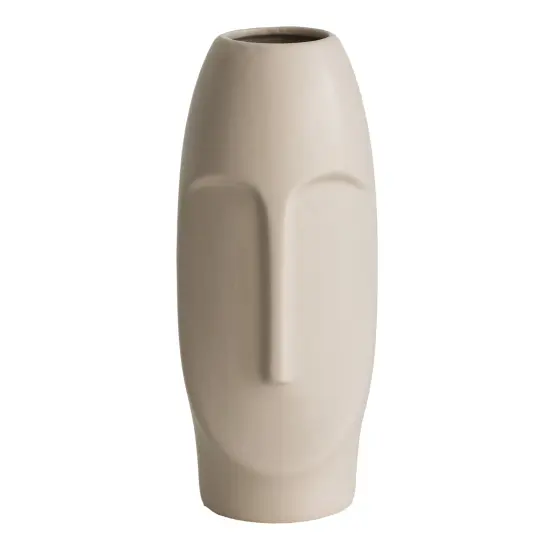 9.5" H Decorative Ceramic Abstract Face Modern Statue Sculpture Flower Centerpiece Vase Bone White {1}