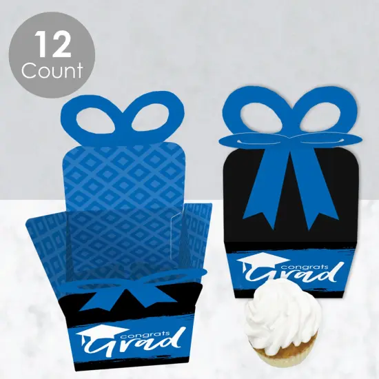Big Dot of Happiness Blue Grad - Best is Yet to Come - Square Favor Gift Boxes -Royal Blue Graduation Party Bow Boxes - Set of 12 {4}