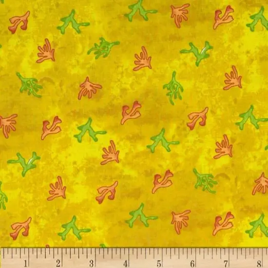 Sea Shanty Seaweed Yellow Cotton Fabric by Clothworks {2}