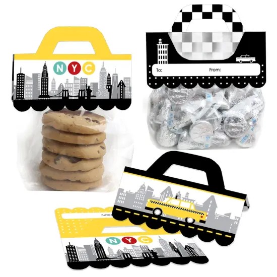 Big Dot of Happiness NYC Cityscape DIY New York City Party Clear Goodie Favor Bag Labels Candy Bags with Toppers Set of 24 {1}