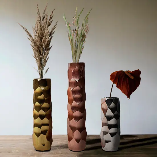 Set of 3 Decorative Modern Metal Honeycomb Design Table Flower Vase for Dining Room, Living Room Bedroom, or Wedding {6}