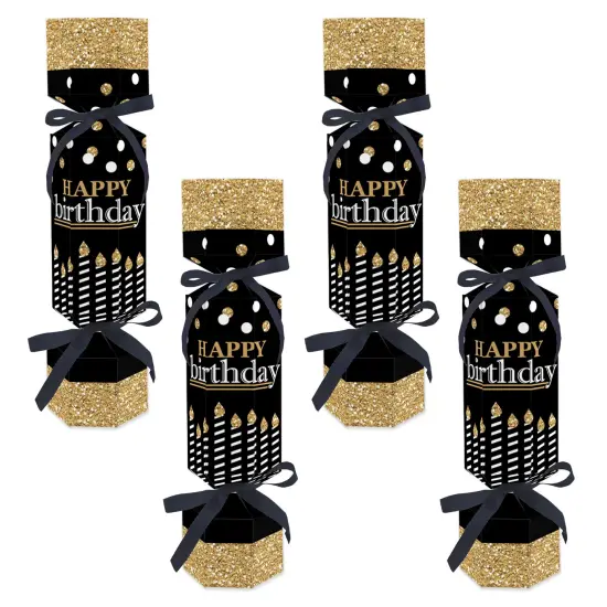 Big Dot of Happiness Adult Happy Birthday - Gold - No Snap Birthday Party Table Favors - DIY Cracker Boxes - Set of 12 {1}