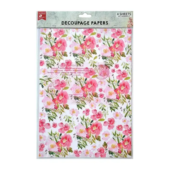 Little Birdie Decoupage Paper A4 4/Pkg-Blossoming Elegance {1}