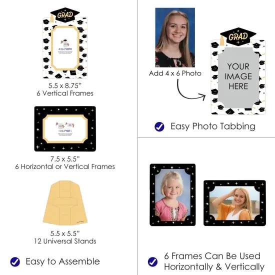 Big Dot of Happiness Hello College Graduation Party Centerpieces - 4x6 Picture Display - Paper Photo Frames - Set of 12 {4}