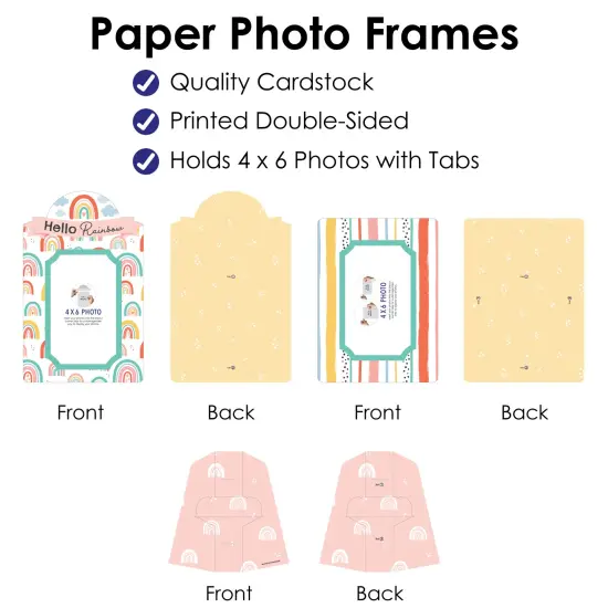 Big Dot of Happiness Hello Rainbow - Boho Baby Shower and Birthday Party 4x6 Picture Display - Paper Photo Frames - Set of 12 {6}