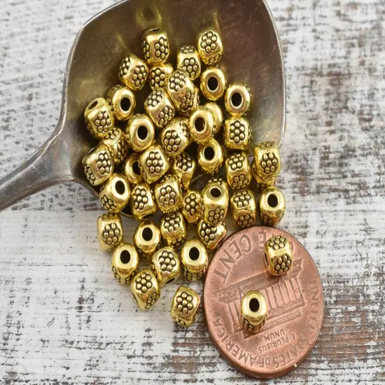 *250* 4mm Antique Gold Barrel Spacer Beads {5}