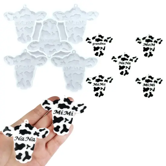 Mother's Day Cow Head Mom Nana Mama Mimi Grandma Keychain or Ornament Mold for Epoxy or UV Resin {1}