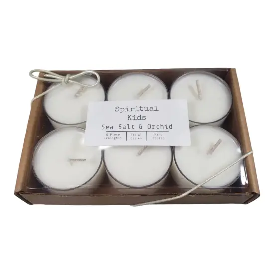 Sea Salt & Orchid Natural Soy Wax Tealights 6 Count Hand Poured with Fragrant/Essential Oils! | Floral Tealights | Birthday Gift | Christmas Gift | Wedding Favors | {1}