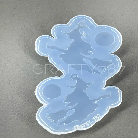 Witch on Broom Dangle Earring Silicone Mold(C5) {5}