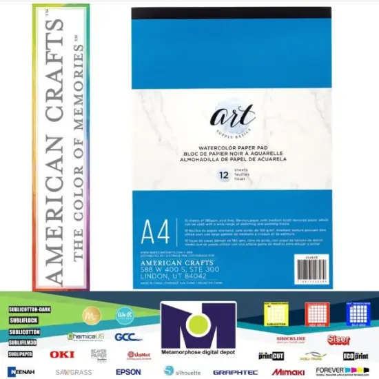 PAPER PAD - AC - ART SUPPLY BASICS - A4 - SKETCH PAD - WATERCOLOR - 12 SHEETS 354848 {1}