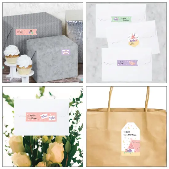 Big Dot of Happiness Pajama Slumber Party - Assorted Girls Sleepover Birthday Party Gift Tag Labels - To and From Stickers - 12 Sheets - 120 Stickers {7}