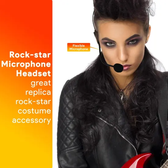 Rockstar Costume Accessories Headset - Fake Rock Star MJ Singer Microphone and Headphones Costume Accessory Prop Black {2}